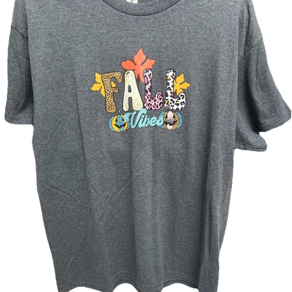 Gildan Gray Fall Vibes Women's Tee - Picture 1 of 4
